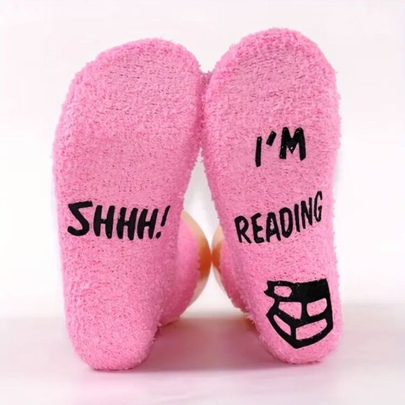 ✨🆕✨ Unisex Thickened Fleece Novelty Socks, Funny SHHH! I Am Reading Socks 🧦 ✨ - Picture 1 of 8